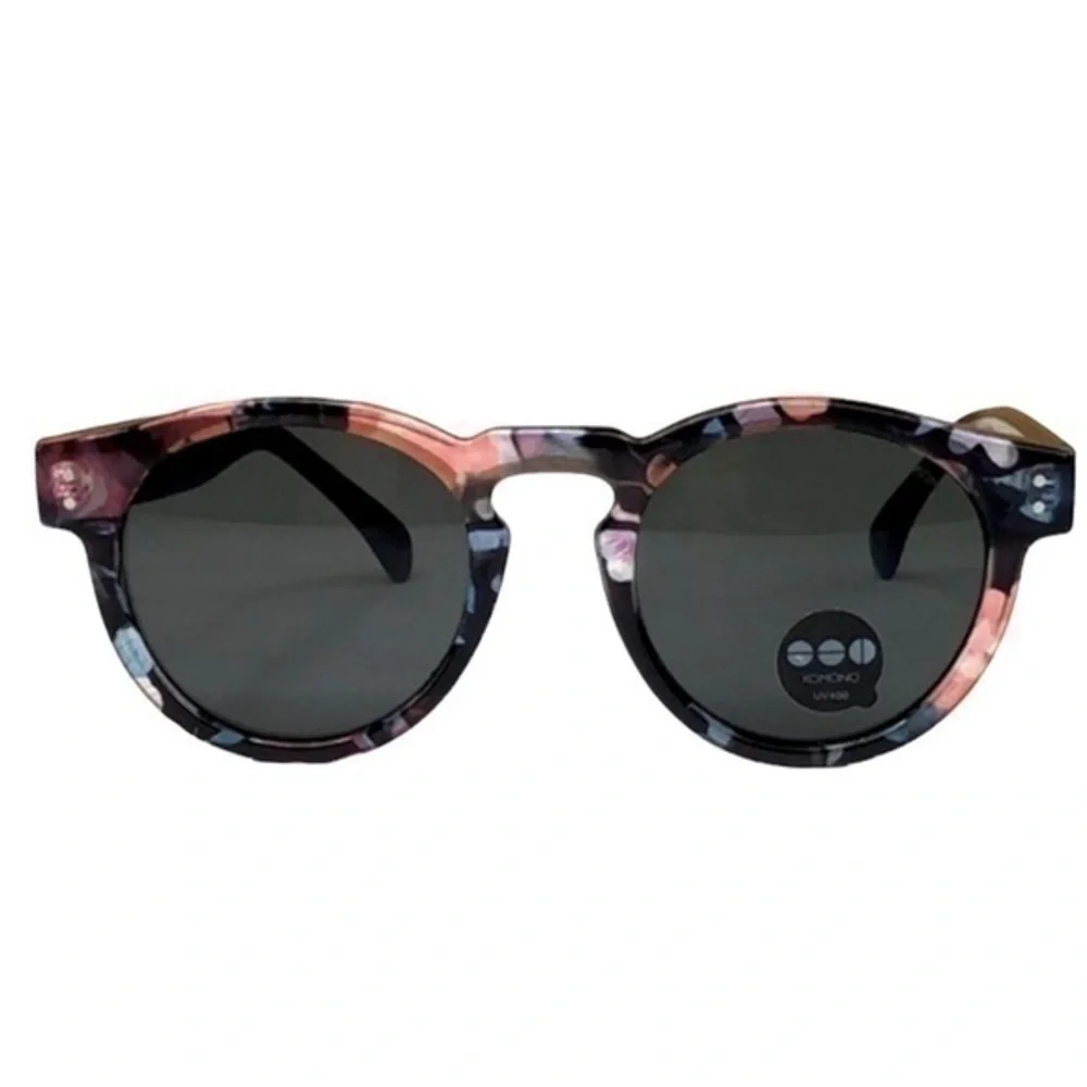 KOMONO Clement Floral Sunglasses NEW pink black round